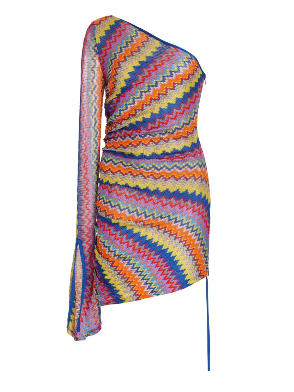 Alexis Devon One-Shoulder Multicolor Zigzag Knit Mini Dress
